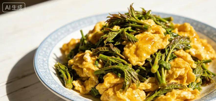 春日美食推薦•陝西彬州美食香椿炒雞蛋